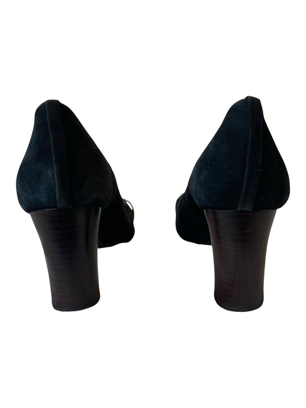 Tory Burch Pacey Black Suede Snake Cap Toe Block Heel Pumps Women’s 7 - Picture 3 of 12